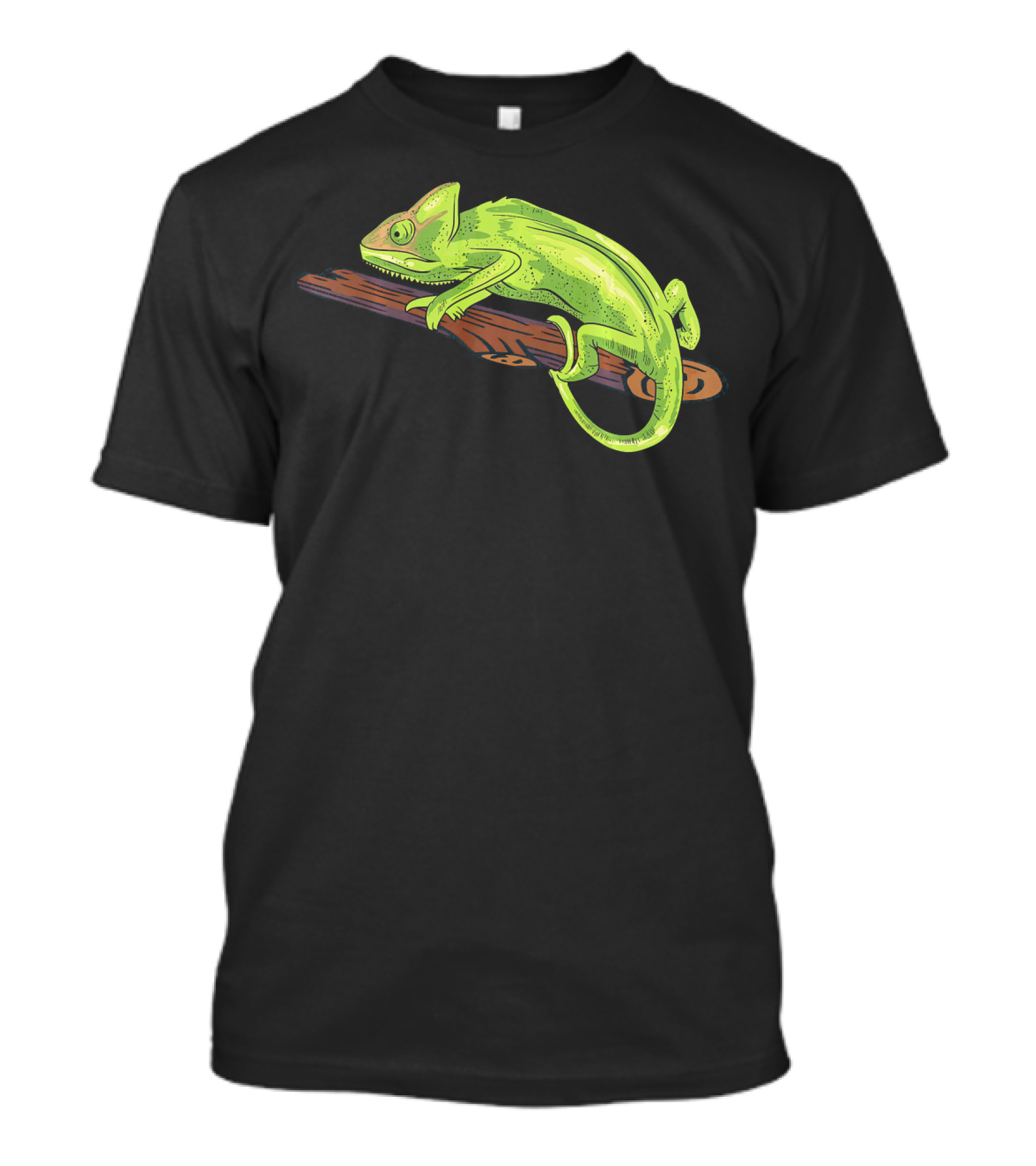 Classic Green Chameleon Lizard Reptile On Branch T-Shirt