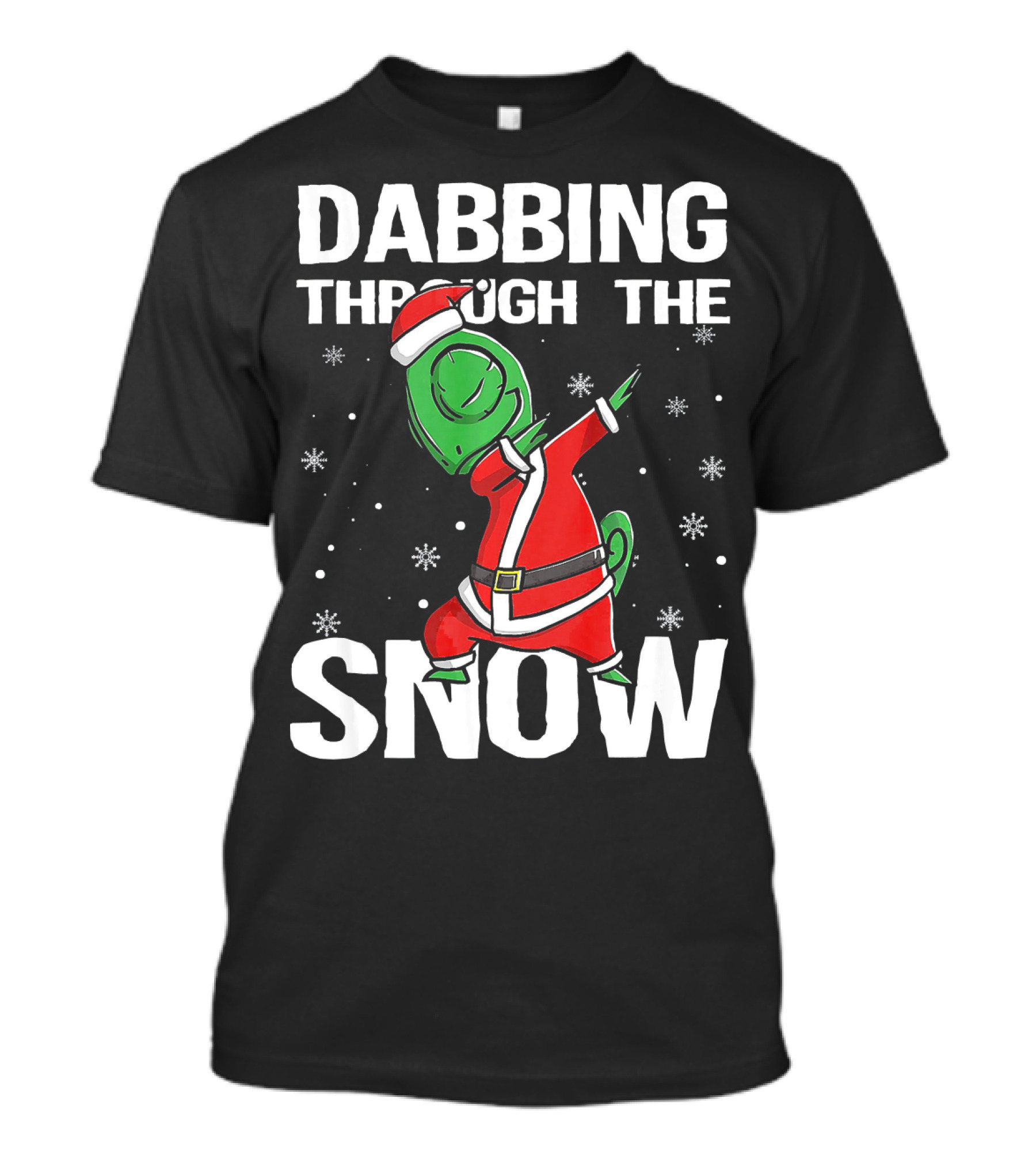 Dabbing Through The Snow Chameleon Santa Claus T-Shirt