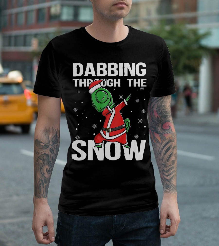 Dabbing Through The Snow Chameleon Santa Claus T-Shirt