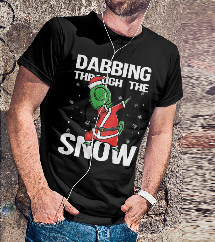 Dabbing Through The Snow Chameleon Santa Claus T-Shirt