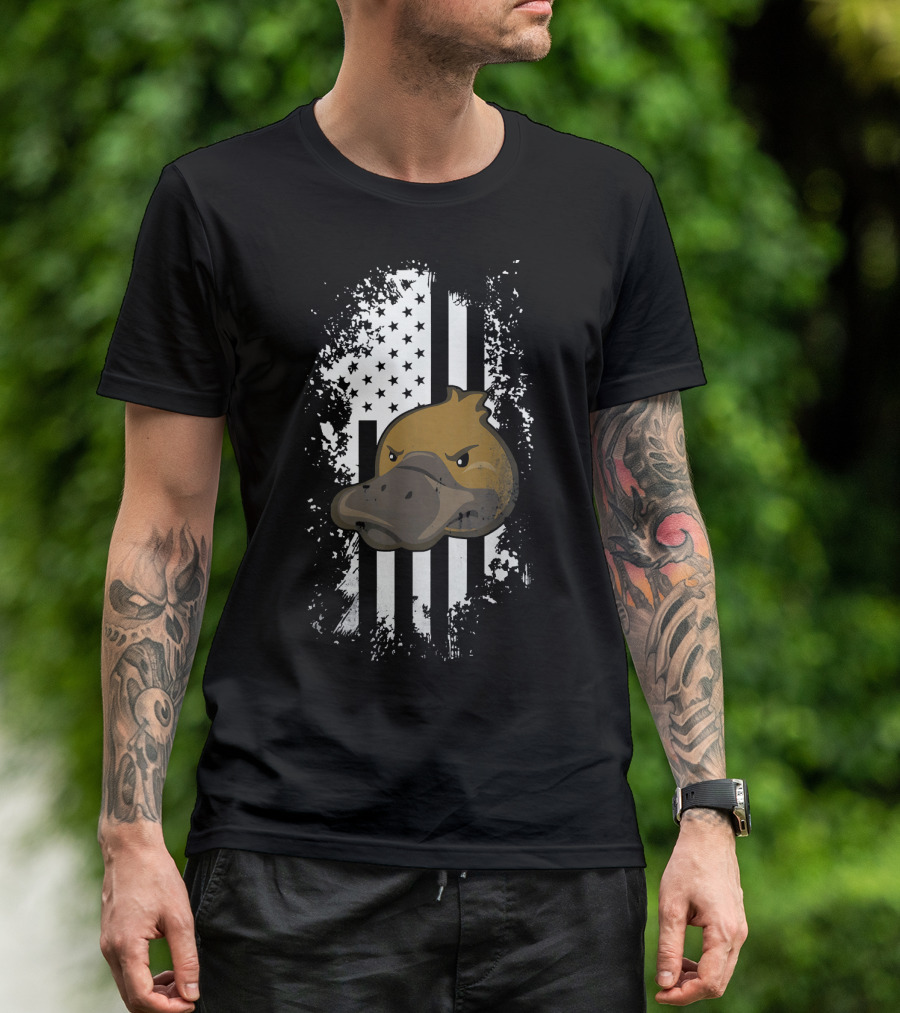 American Flag Vintage Platypus Grunge T-Shirt