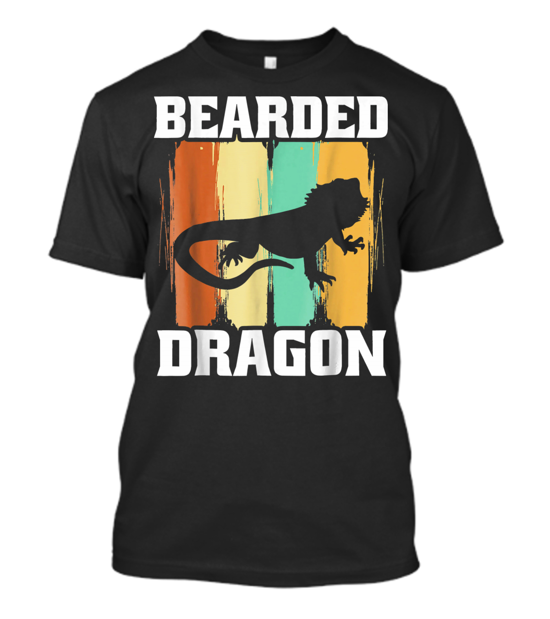 Bearded Dragon Agamid Lizard Retro Vintage Stripes T-Shirt