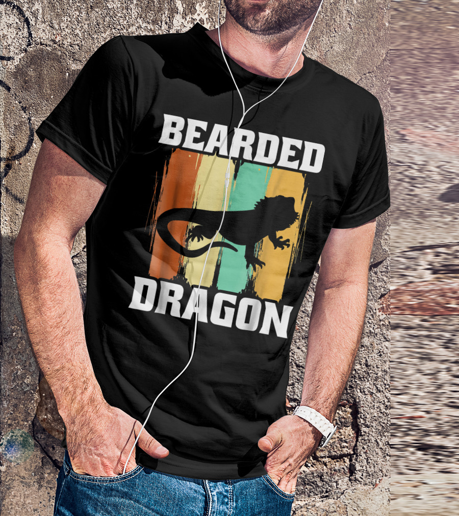 Bearded Dragon Agamid Lizard Retro Vintage Stripes T-Shirt