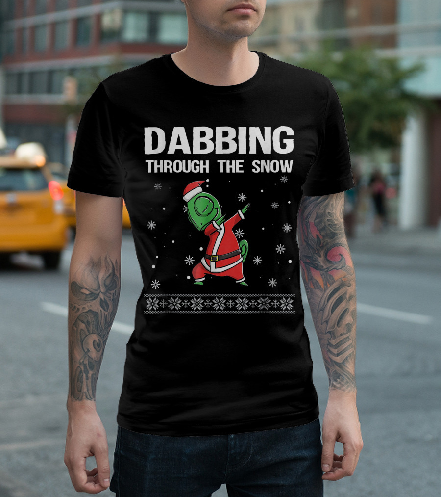 Dabbing Through The Snow Chameleon Santa Clause Chris T-Shirt