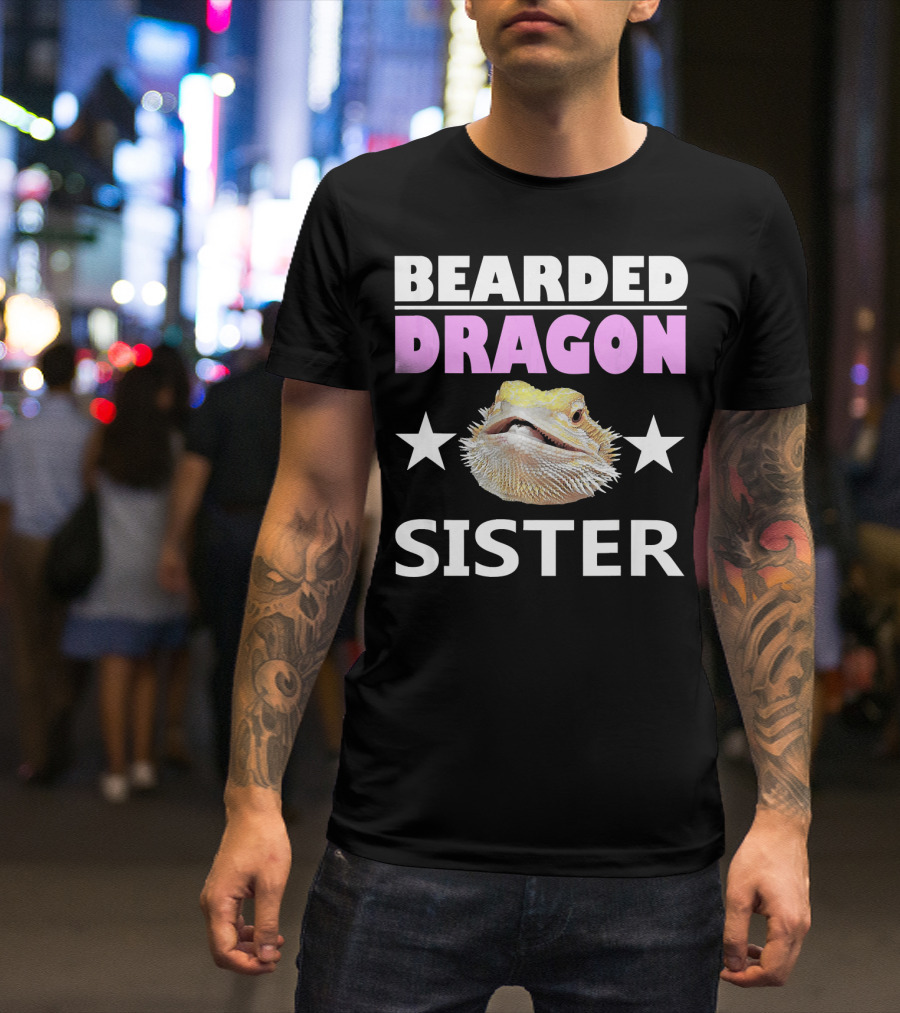 Bearded Dragon Sister Funny Rept Star T-Shirt