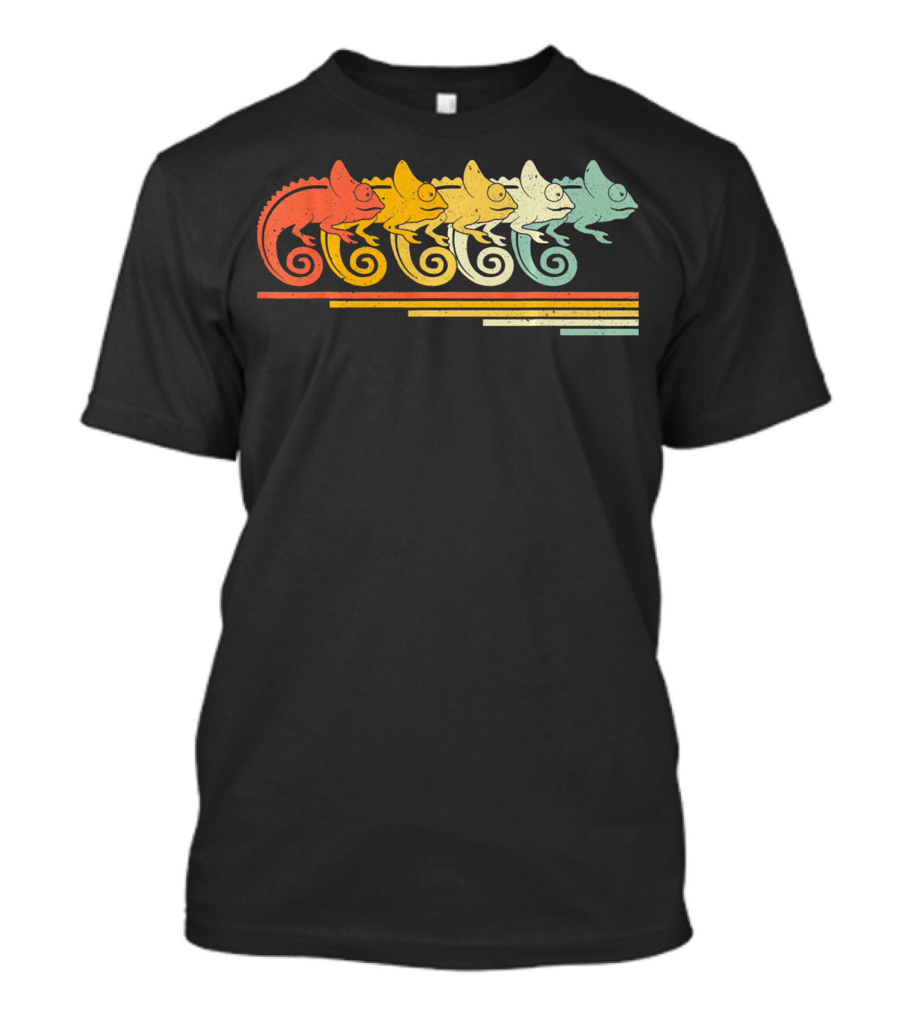 Chameleon Retro Vintage 70s 80s Five Color Stripes T-Shirt
