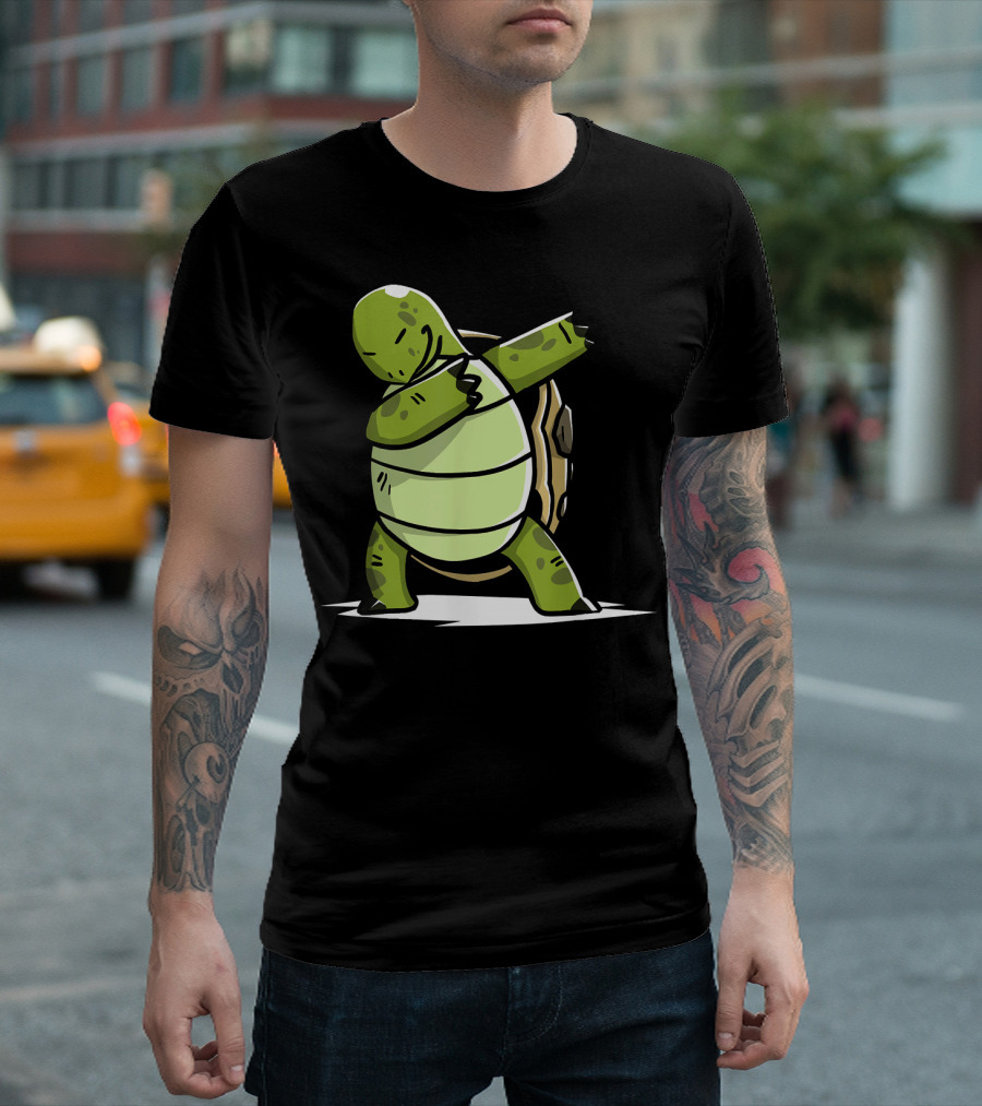 Dabbing Tortoise Cartoon Dab Dance Trend T-Shirt