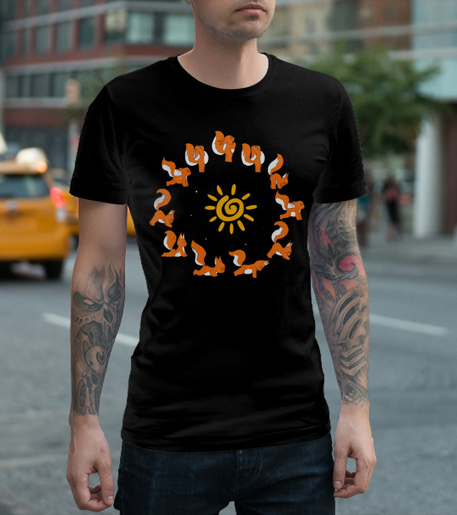 Adorable Cute Yoga Squirrel Sun Salutation Spiral T-Shirt