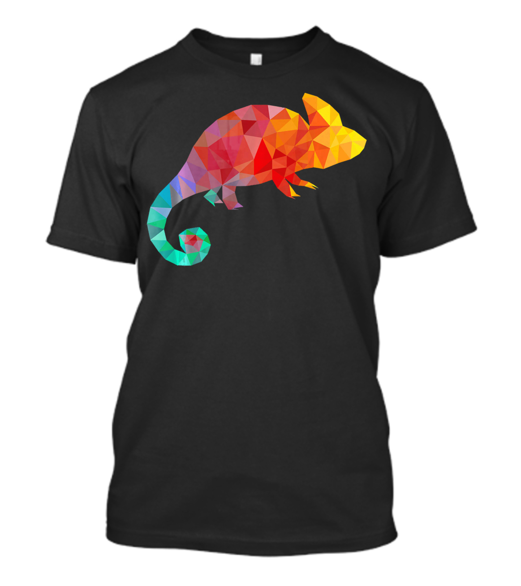 Colorful Geometric Chameleon Animal Liz Multicolor Triangles T-Shirt