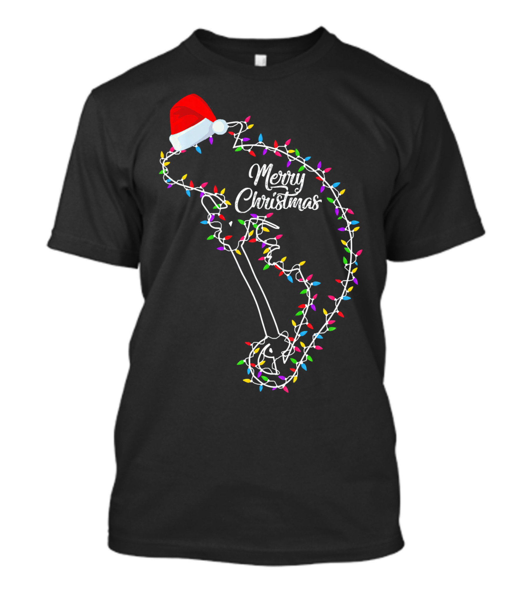 Merry Christmas Lights Chameleon Santa Hat T-Shirt