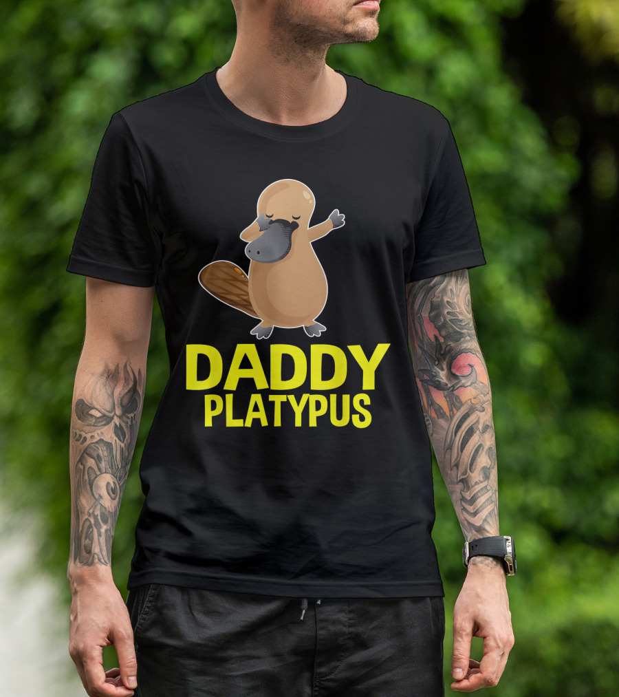 Daddy Platypus Dabbing Cartoon Mat T-Shirt