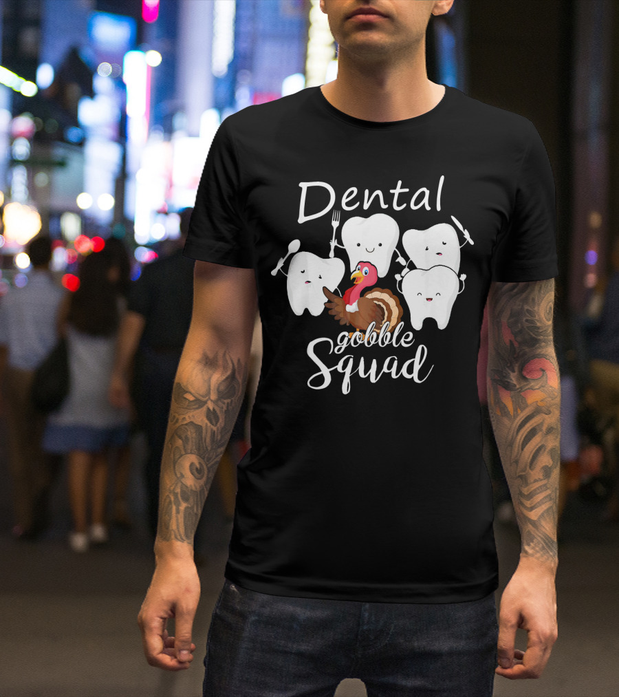 Dental Gobble Squad Turkey Teeth With Cutlery T-Shirt