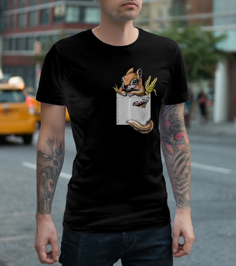 Chipmunk in Pocket Funny Squirrel Lover Wheat and Peanuts T-Shirt
