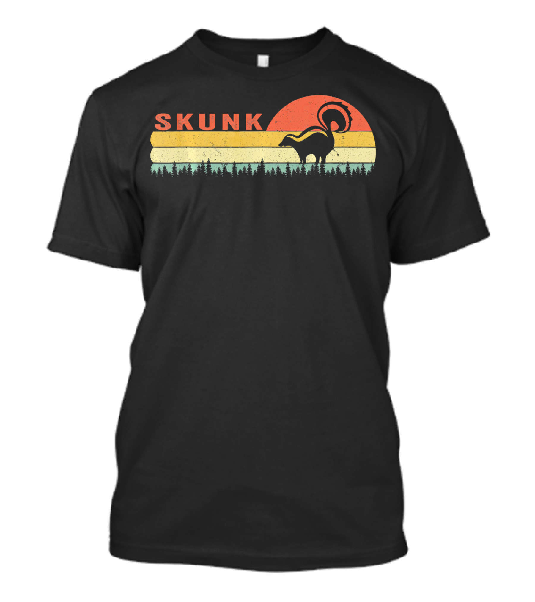 Skunk Retro Sunset Forest T-Shirt