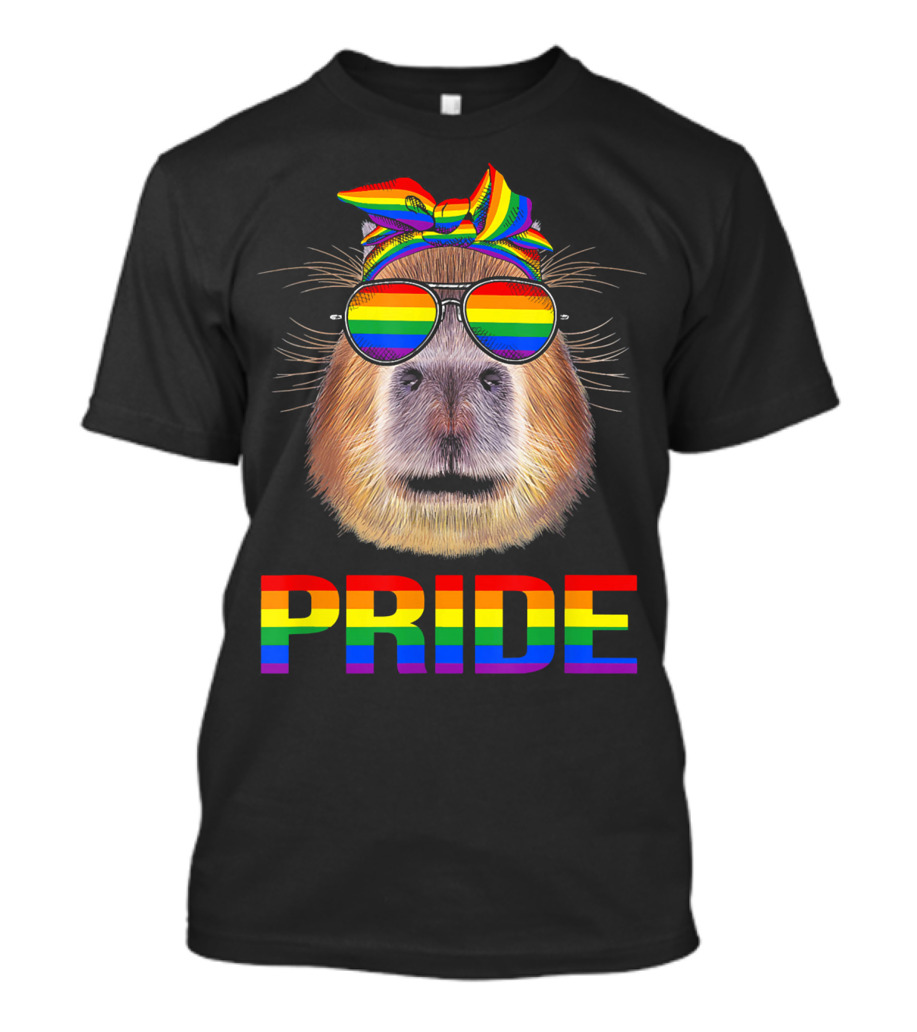 Capybara Pride Rainbow Glasses And Bandana Mom Fun T-Shirt