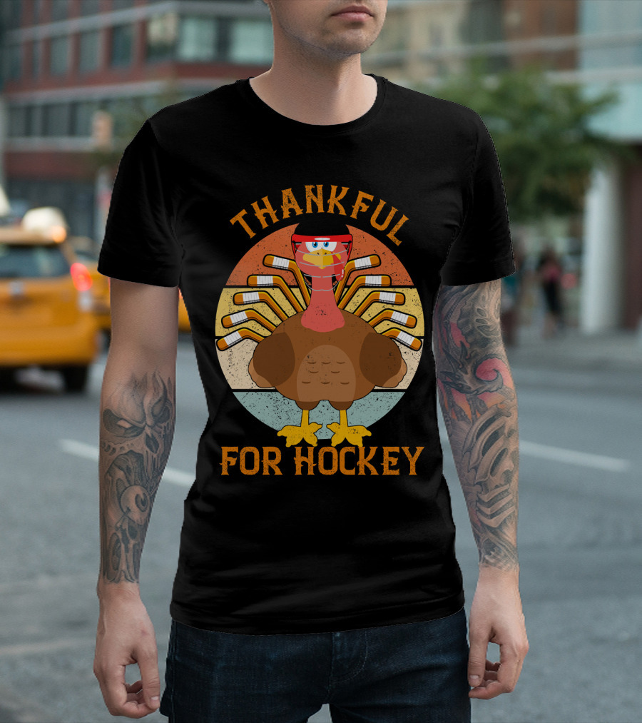 Thankful For Hockey Turkey Game Vintage T-Shirt