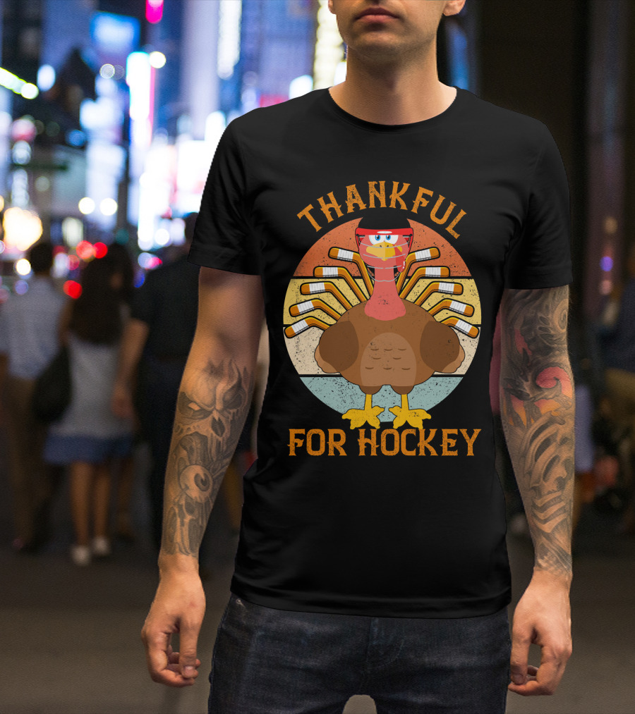 Thankful For Hockey Turkey Game Vintage T-Shirt