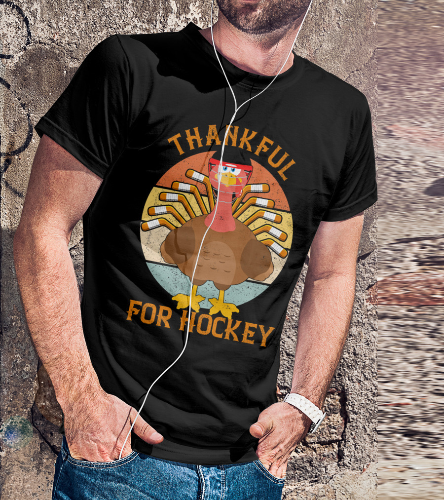 Thankful For Hockey Turkey Game Vintage T-Shirt