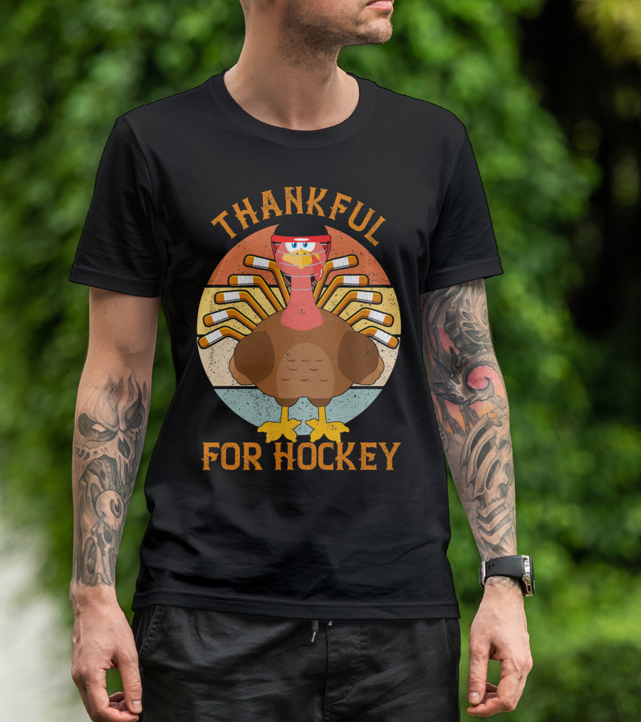 Thankful For Hockey Turkey Game Vintage T-Shirt