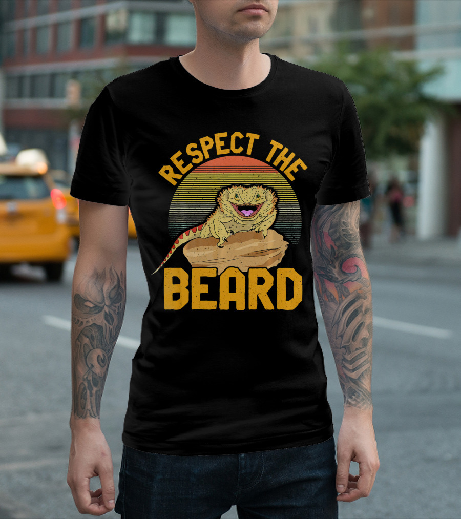 Respect the Beard Funny Herpetologist Bearded Dragon T-Shirt