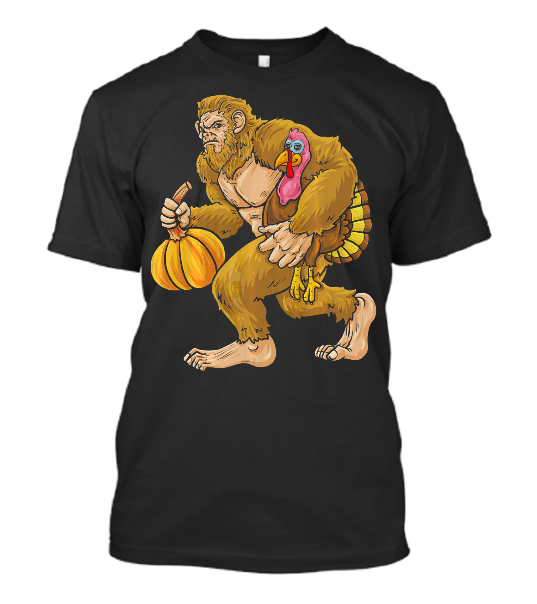 HideSeek Champion Bigfoot Carries Turkey And Pumpkin T-Shirt