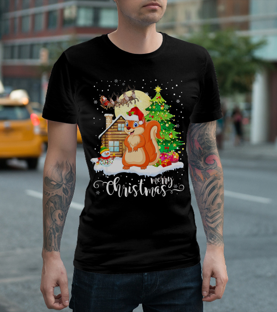 Merry Christmas Funny Cute Squirrel Lover T-Shirt
