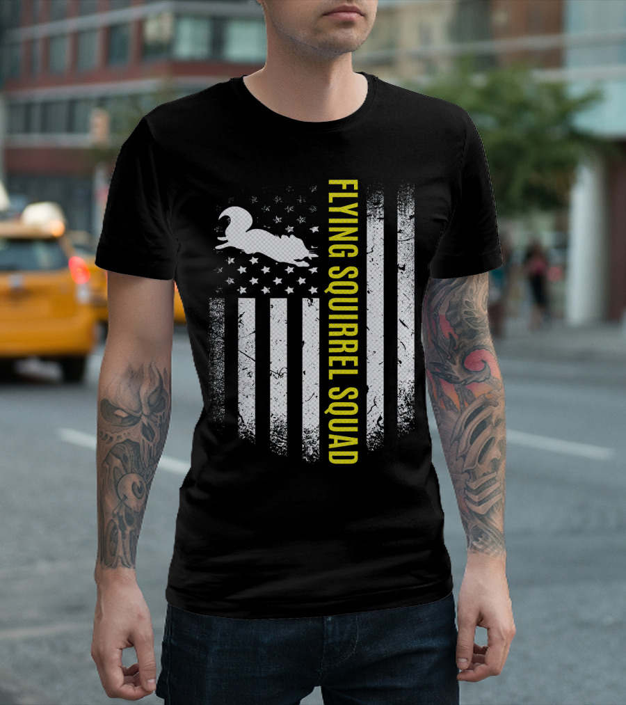 Flying Squirrel Squad Flag Design Born to Glide T-Shirt