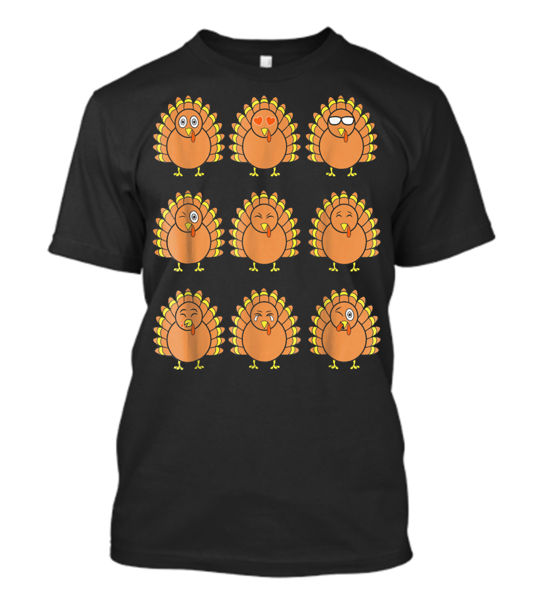 Thanksgiving Turkey Emoji Faces T-Shirt