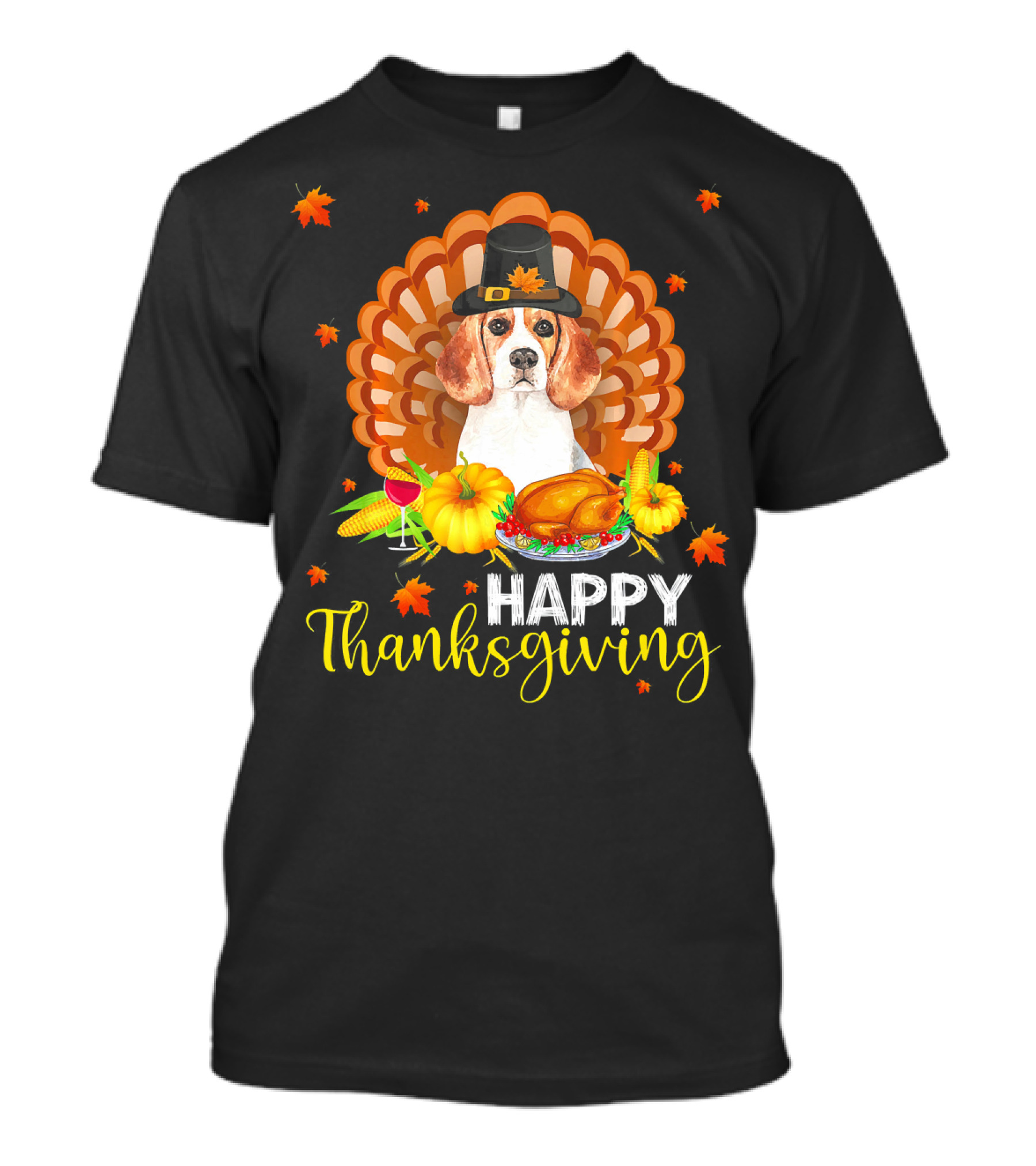 Happy Thanksgiving Beagle Pumpkin Turkey Feast T-Shirt