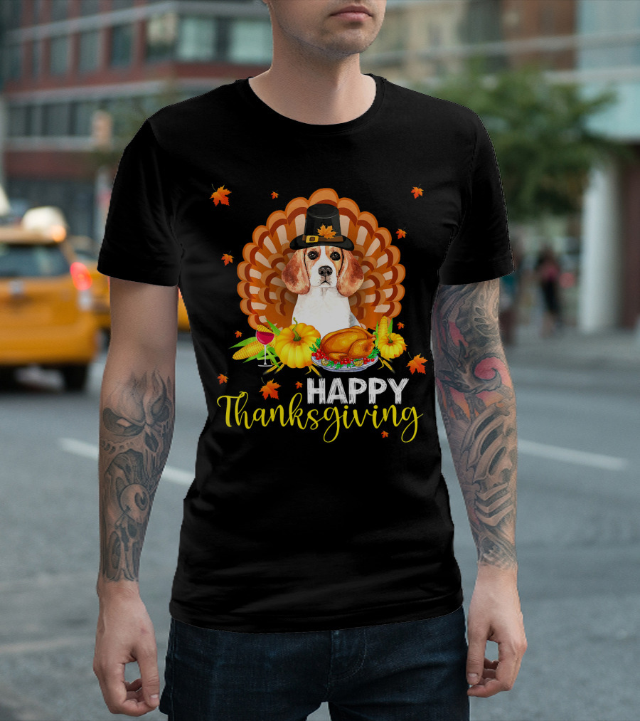 Happy Thanksgiving Beagle Pumpkin Turkey Feast T-Shirt