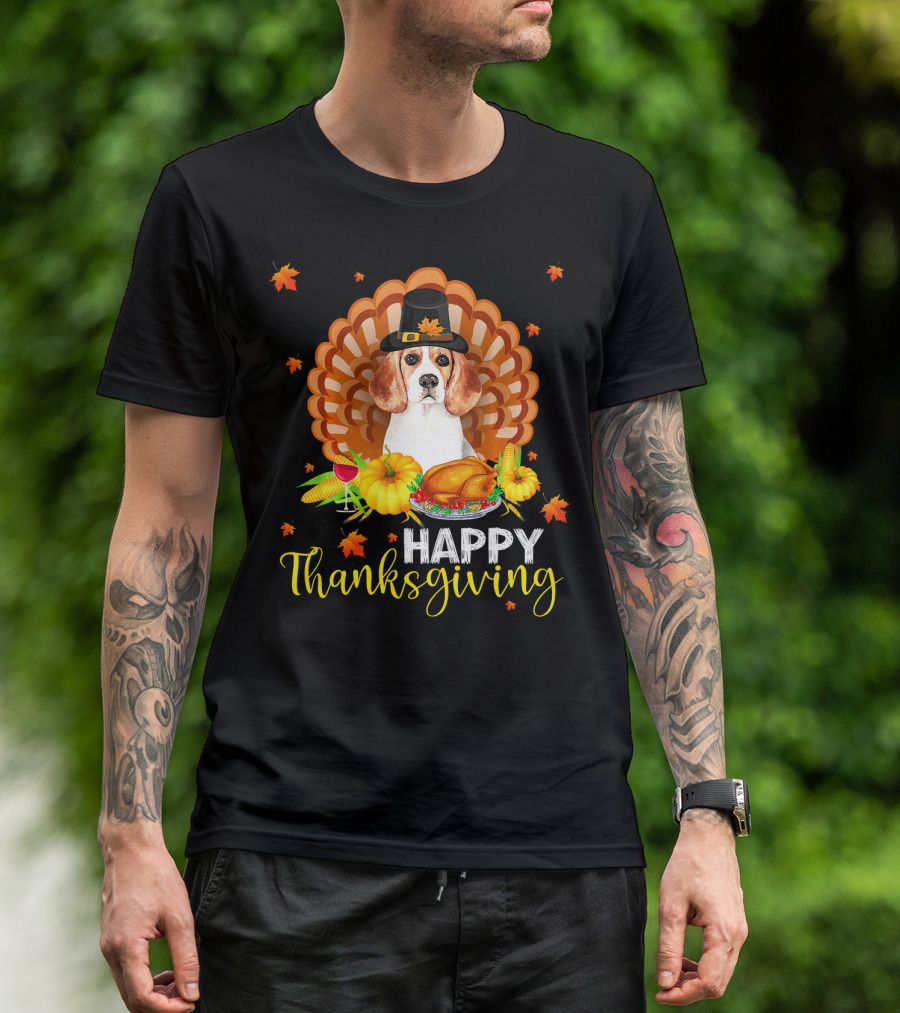 Happy Thanksgiving Beagle Pumpkin Turkey Feast T-Shirt