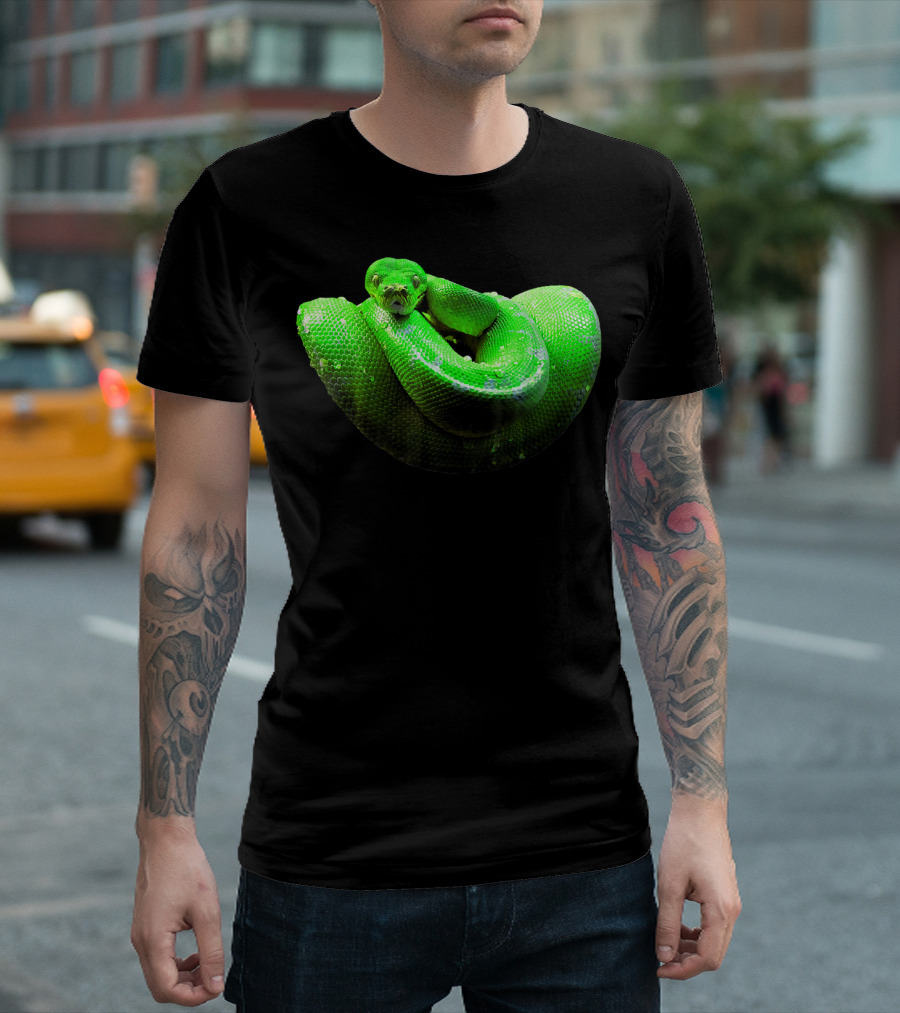 Green Python Coiled Tree Boa Serpent T-Shirt