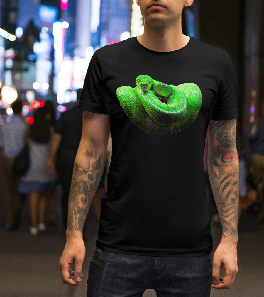 Green Python Coiled Tree Boa Serpent T-Shirt