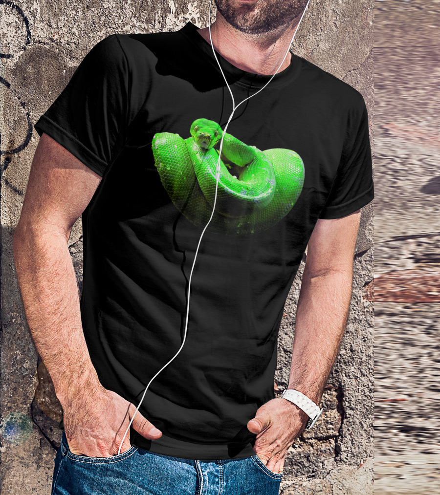 Green Python Coiled Tree Boa Serpent T-Shirt