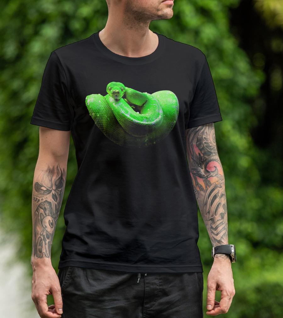 Green Python Coiled Tree Boa Serpent T-Shirt