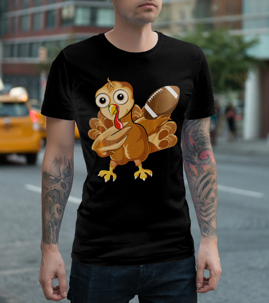 Football Turkey Cartoon with Football T-Shirt