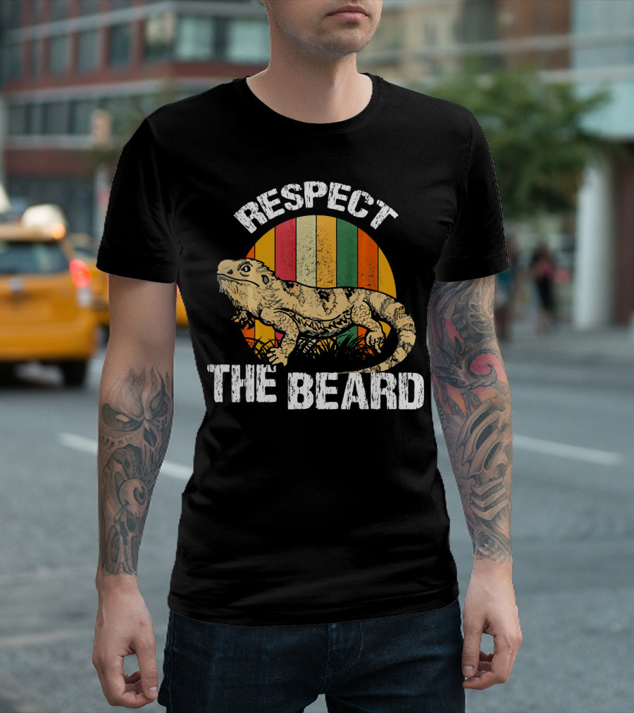 Respect The Beard Funny Bearded Lizard Vintage T-Shirt