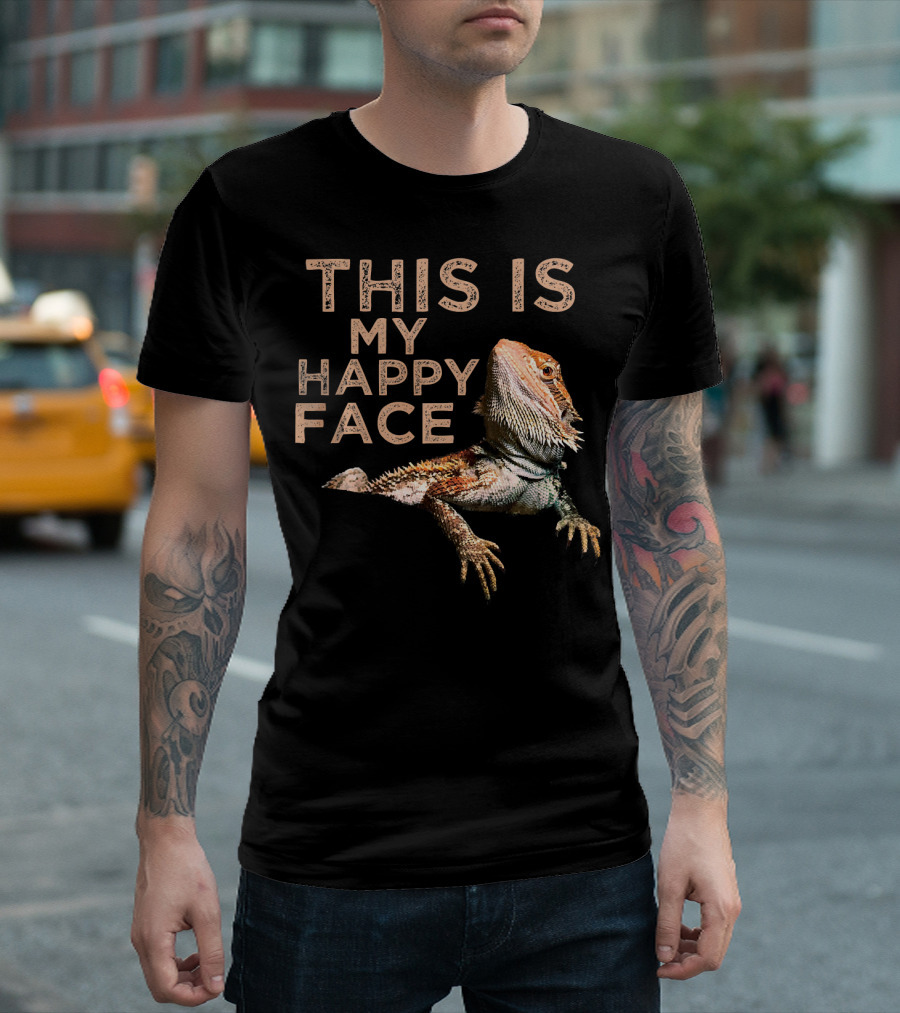 This Is My Happy Face Fun Bearded Dragon T-Shirt