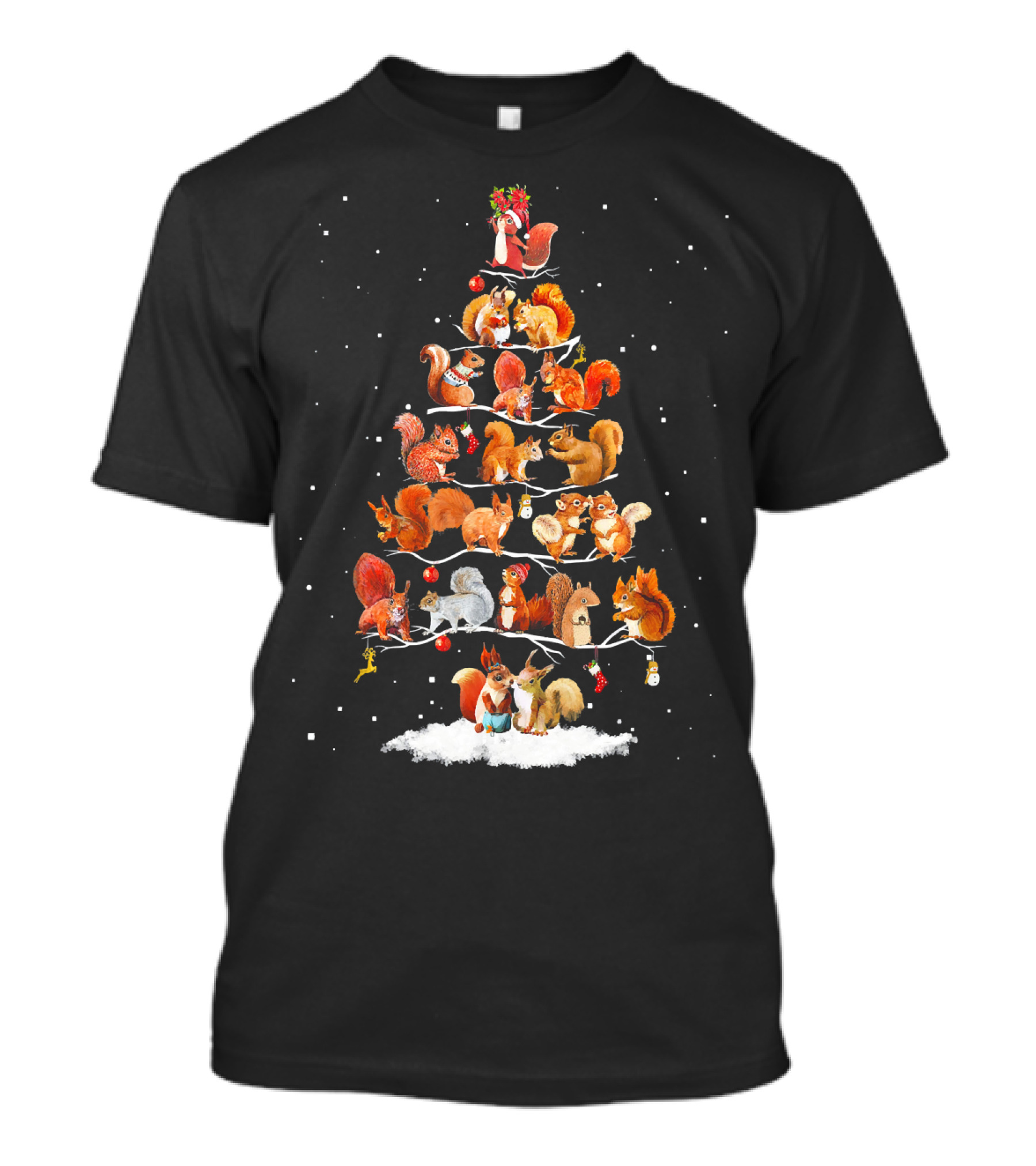 Funny Squirrel Christmas Tree Ornamental Gathering T-Shirt