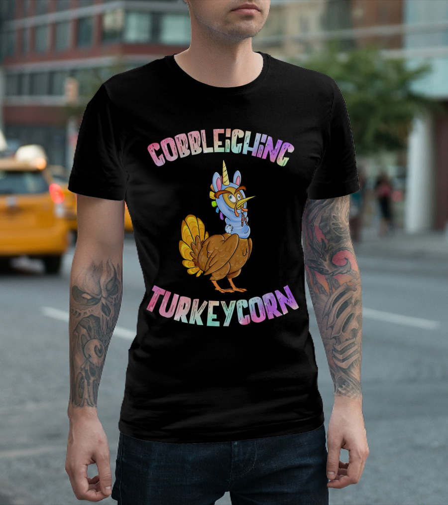 Gobbleighing Turkeycorn Unicorn Turkey T-Shirt