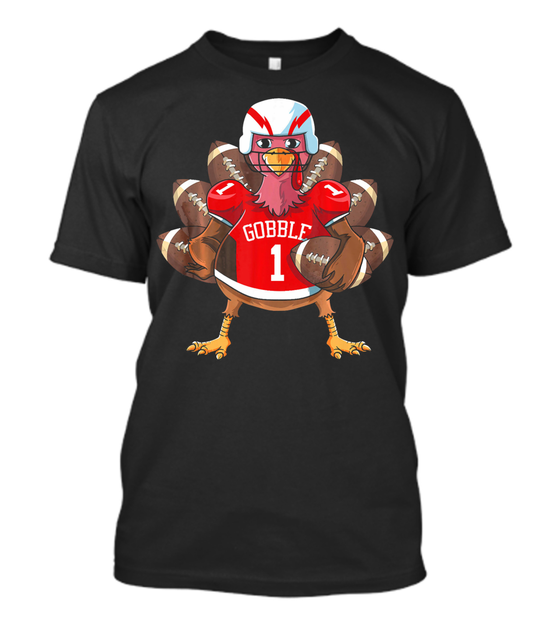 Thanksgiving Turkey Gobble Football Funny Player Game T-Shirt