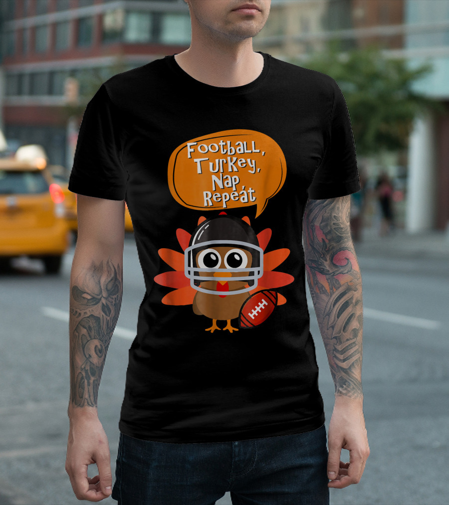 Football Turkey Nap Repeat Helmet Bird Football T-Shirt