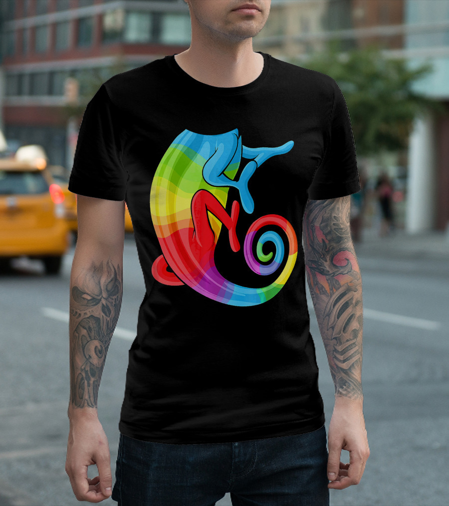 Halloween Colorful Chameleon Animal Cosplay Bod T-Shirt