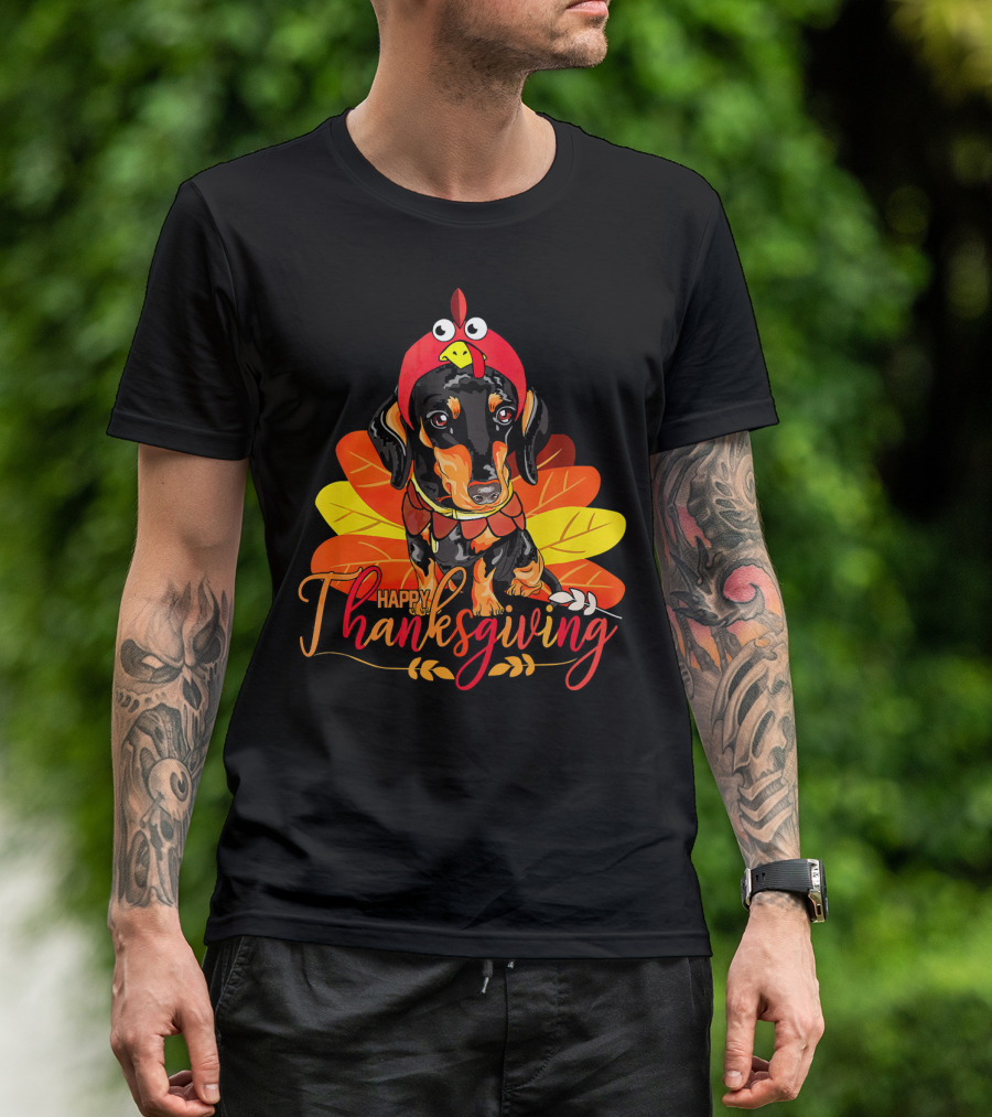 Happy Thanksgiving Funny Dachshund Turkey T-Shirt