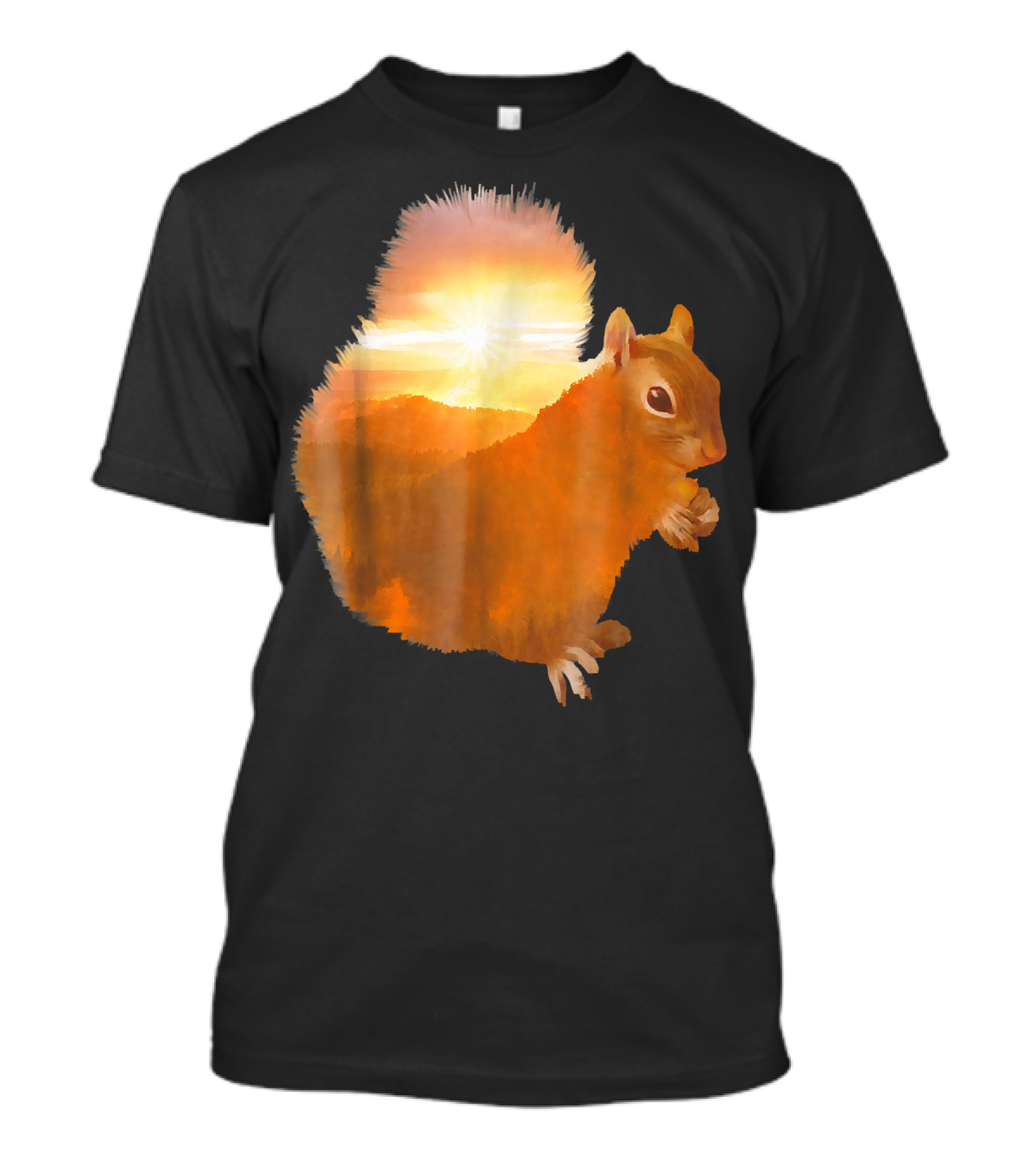 Great Wild Nature Squirrel Sunset Scene T-Shirt