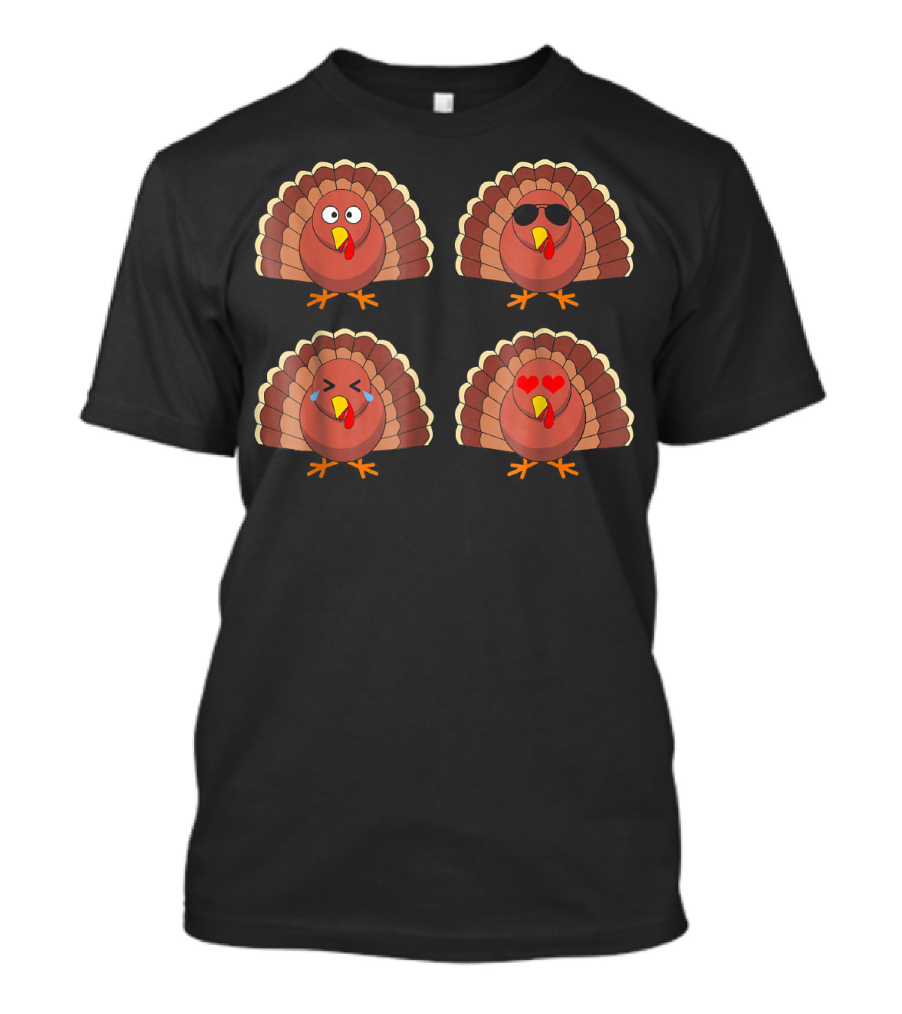 Emojis Turkey Funny Turkeys With Emotion Faces T-Shirt