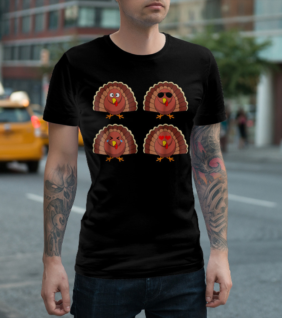 Emojis Turkey Funny Turkeys With Emotion Faces T-Shirt