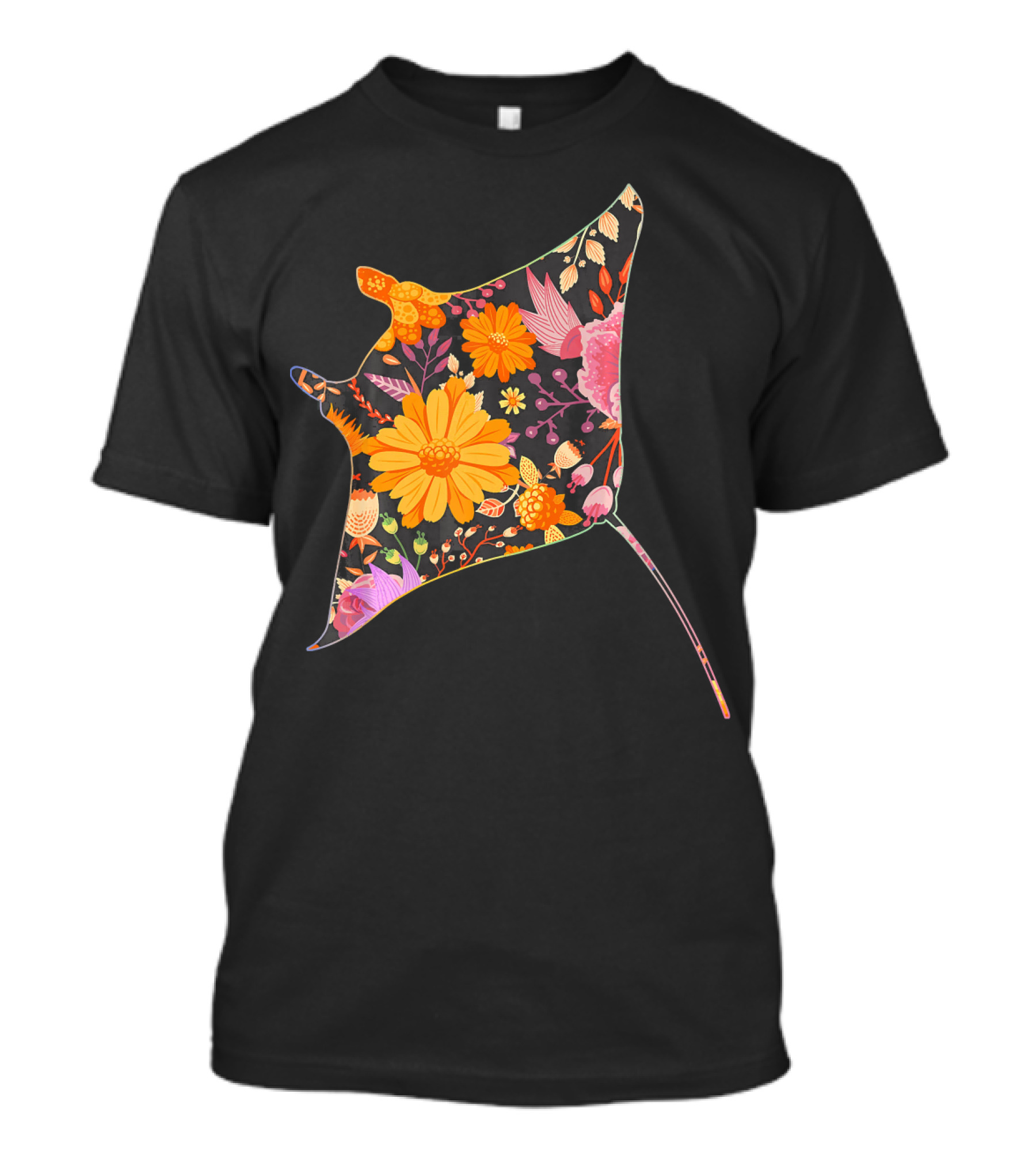 Floral Flower Vintage Retro MANT Ray T-Shirt