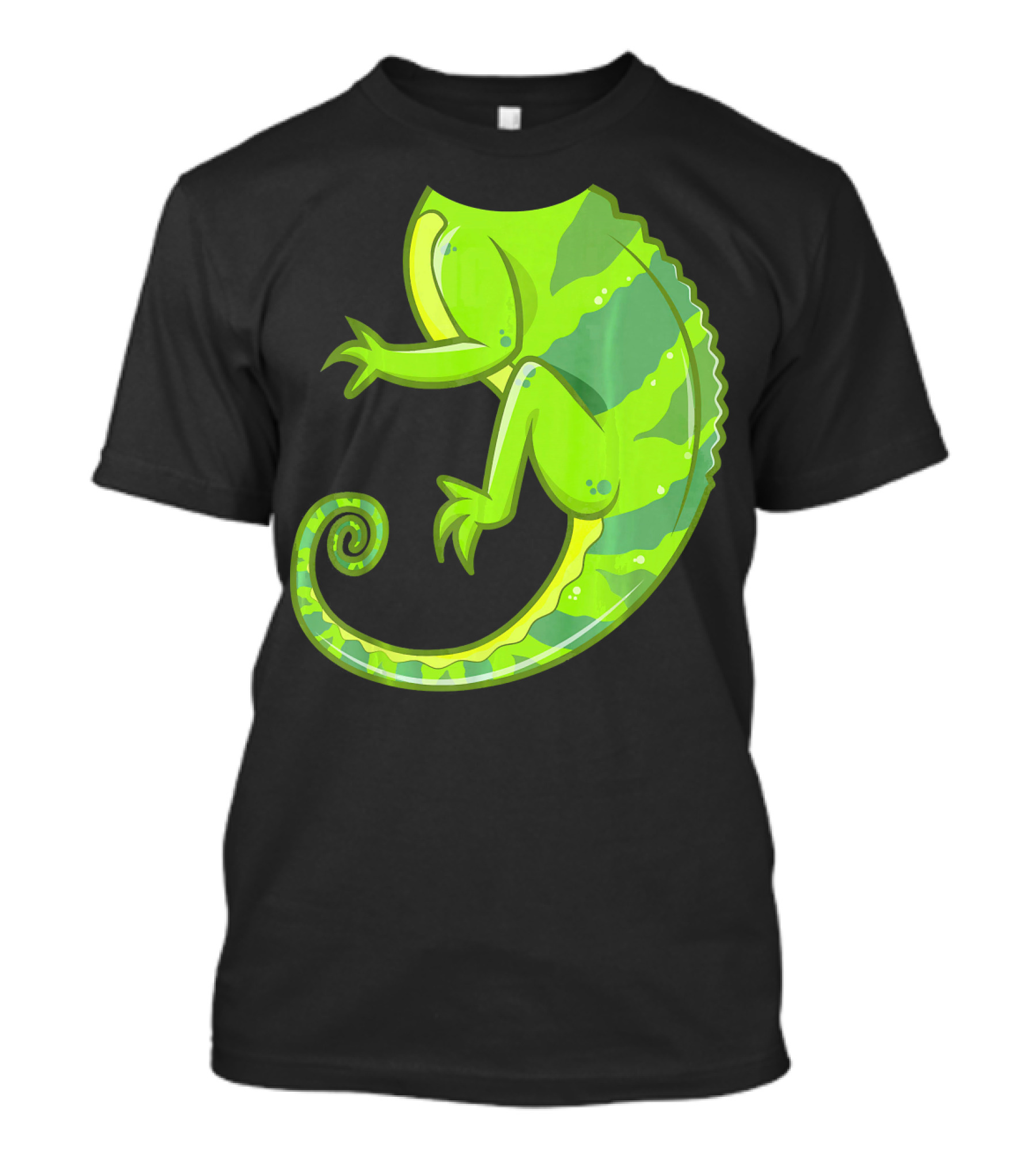 Funny Headless Chameleon Lizard Curled Tail Bright Green T-Shirt