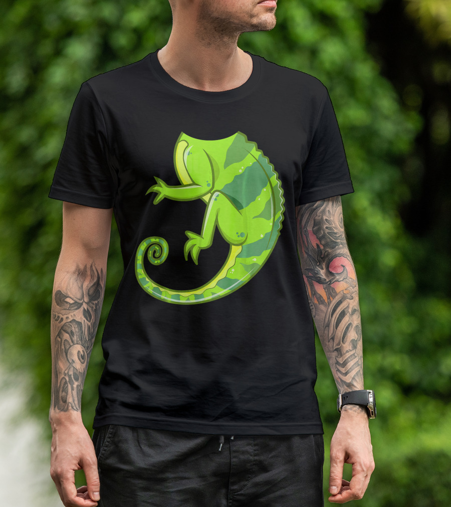 Funny Headless Chameleon Lizard Curled Tail Bright Green T-Shirt